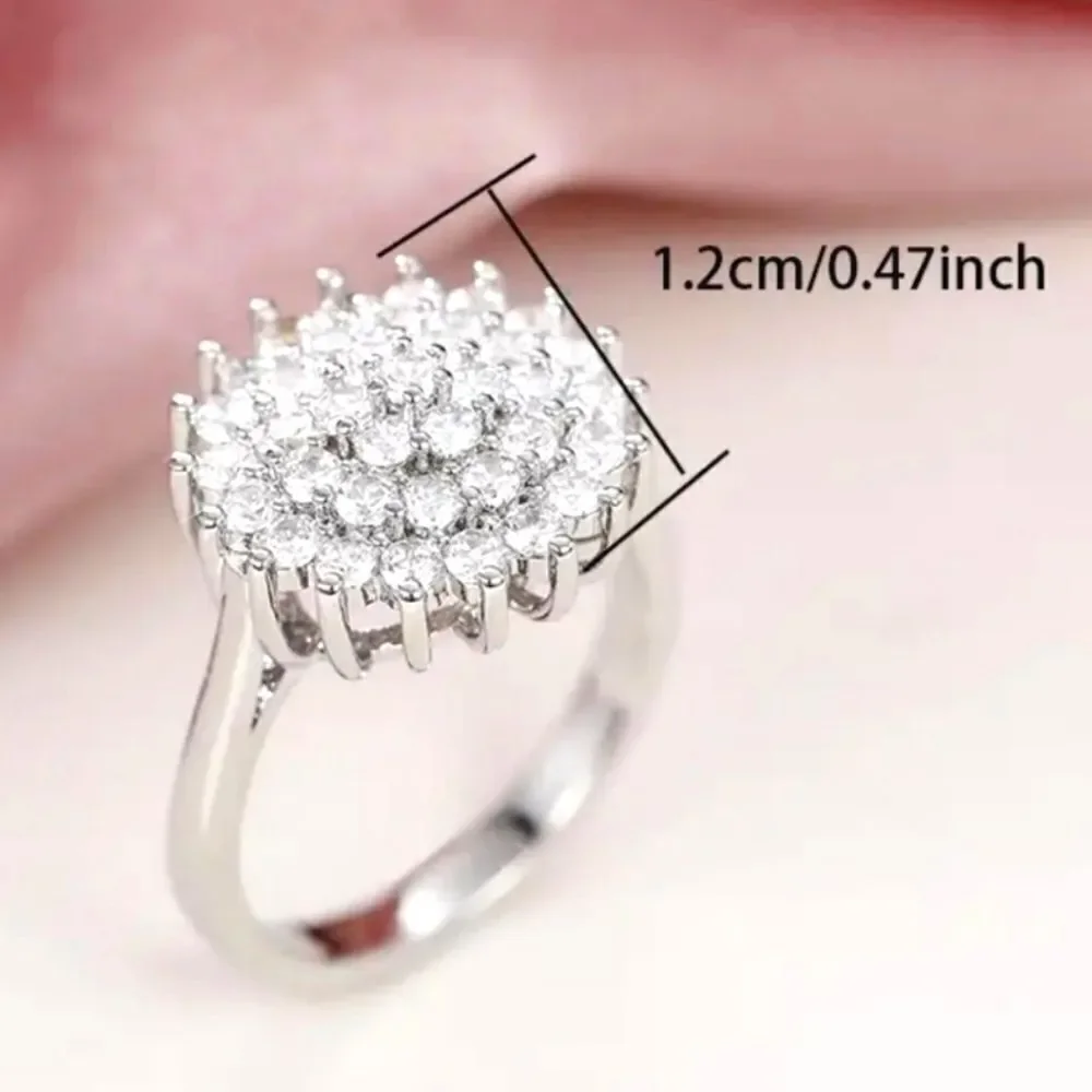 Labies Celeb style Lotus Seed Shape Simulated Diamond Flower Wedding Ring sz8